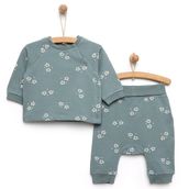 HelloBaby Yenidoğan Zıbın Rahat Bel Patiksiz Alt Unisex Koyu Yeşil 2'li Takım