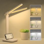 hepside Çift Kafa Masa Lambası LED Kısılabilir, Kademesiz Karartma 3 Renk Sıcaklığı Seviyeleri Göz Koruması LED Masa Lambası, USB Portu Masa Lambası Çocuklar, Yatak Odası Ofis için Dokunmatik Kontrol Masa Lambası