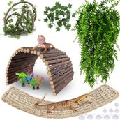 HERCOCCI Sakallı Ejderha Tank Aksesuarları, Sürüngen Köprüsü Hamak Esnek - Vantuzlu Orman Tırmanışı Üzümleri ve Yaprakları Saklamak ve Tırmanmak için Habitat Dekoru Yılan Gecko Kertenkele Bukalemun