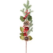 Herdekora Yılbaşı Süsü Pike Berry Kokina Karlı Kozalaklı Çıngıraklı Kırmızı-Yeşil 70 Cm.