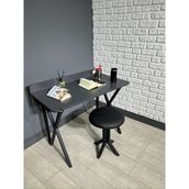 Hey Ayça Çalışma Masası Ofis Bilgisayar Masası + Tabureli 103 cm - Antrasit - Siyah - 103 x 52 x 96