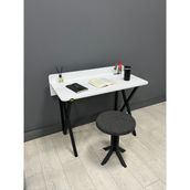 Hey Ayça Çalışma Masası Ofis Bilgisayar Masası + Tabureli 103 cm - Beyaz - Gri - 103 x 52 x 96