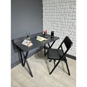 Hey Modüler Mobilya Buse Çalışma Masası Ofis Bilgisayar Masası - Katlanır Sandalyeli 103 CM Metal Siyah Ayak