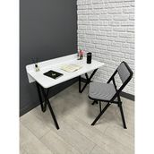 Hey Modüler Mobilya Buse Çalışma Ofis Bilgisayar Masası - Katlanır Sandalyeli 103 CM Metal Siyah Ayak