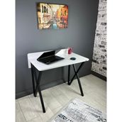 Hey Modüler Mobilya Hayal Beyaz Çalışma Masası Bilgisayar Ofis Masası Metal Siyah Ayak 90 cm - Beyaz - Siyah - 90x52 cm