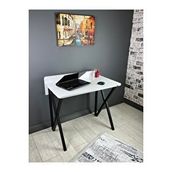 heymodülermobilya Hayal Beyaz Çalışma Masası Bilgisayar Ofis Masası Metal Siyah Ayaklı 90 Cm