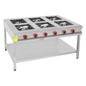 Himaksan Endüstriyel 150x100 cm Lpg Tüplü Taban Raflı 6 Gözlü Ocak