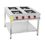 Himaksan Endüstriyel 90x90 cm Lpg Tüplü Taban Raflı 4 Gözlü Ocak