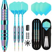 Himmbods Dart Metal Uç Seti 3 Alüminyum Şaft Metal Dart Seti Profesyonel Dart Çelik Uç Seti + Ekstra 3 Dart Uçuş 3 Plastik Şaftları Değiştirin Başlangıç veya Profesyonel Dart (Yeşil-Mavi)