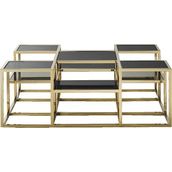 Hitit Dekorasyon Waleska Gold Metal Cam Orta Sehpa