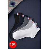 Hitit Socks Erkek 5 Çift Modern Tarz Kısa Konç Soket Çorap Çok Renkli - 40 - 44