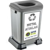 Hobby Life 50 lt Bio Endüstriyel Gri Metal Atık Geri Dönüşüm Çöp Kutusu