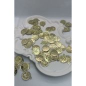 hobi dünyası evim 10 Gram Yandan Delikli Tuğralı 20 mm Oya Pulu Mendil Pulu Plastik Boncuk - Renk : Açık Gold