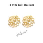 Hobimos 100 Adet 4 mm Takı Halkası Gold Renk- Montaj Halkası - Yuvarlak Tel Halka