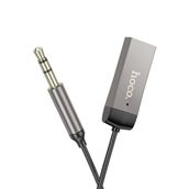 Hoco E78 Gri Tak Çalıştır BT Alıcılı 3.5 mm Esnek Aux Kablo