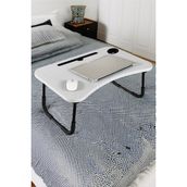 Hodbehod Taşınabilir Katlanır Koltuk Yatak Üstü Laptop Tablet Çalışma Masası ve Kahvaltı Sehpası Beyaz - 40x60x27
