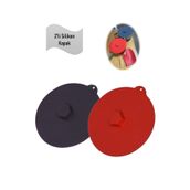 HOLLYHOME 2'li Silikon Vakum Kapak, Tencere, Tava Kapağı Gri/kırmızı Çap:24 Cm
