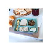 HOLLYHOME Tabldot 5 Bölmeli Lüks Plastik Piknik Yemek Servis Tabağı 1 Adet Tablot Yeşil 21x31x3,3(H) Cm