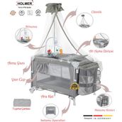 Holmer All In One ( Cibinlikli, Dönenceli, Alt Açma Ünüteli Oyun Parkı/park Yatak )