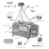 Holmer All In One ( Cibinlikli, Dönenceli, Alt Açma Ünüteli Oyun Parkı/park Yatak ) acik-gri