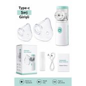 Hombak Taşınabilir Nebulizatör Mesh Buhar Makinesi Type-C Şarjlı Hava Makinesi Başlık Hediyeli