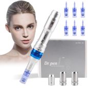 HomdMarket Dr pen, Dermapen Ultima A6 Microneedle 36PIN х2 ve Nano Round х2 ile Kırışıklıklar, streç izleri, yara izleri ve saç dökülmesi için iğneler