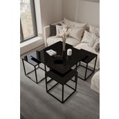 home plus mobilya Avarua 5'li Siyah Statik Siyah Aynalı Orta Sehpa & Bohem Sehpa &