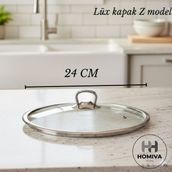 Homiva Home Cam Tencere Kapağı-24 cm