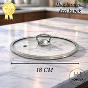 Homiva Home Cam Tencere Kapağı Düz-18 cm