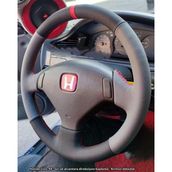 Honda Civic 1992-1995 Araca Özel Direksiyon Kılıfı (alcantra Gri Deri KIRMIZI DİKİŞ)