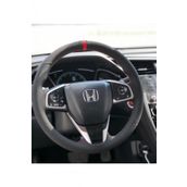 Honda Civic Fc5 Kırmızı Yüzüklü Nubuk Alcantara Deri Direksiyon Kılıfı
