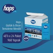 Hops Gözlük ve Ekran Temizleme Mendili 40'lı 24 Adet 960 Yaprak - Beyaz