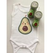 Hoşgeldin Bebek, Unısex, Yenidoğan Bebek, Avokado Baskılı Badi Hediye Seti