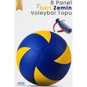 Hsport Yarı Profesyonel 8 Panel Voleybol Topu İç-Dış Mekan Sert Zemin Dayanıklı 5 No Tırtıklı Sarı Lacivert