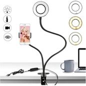 Hubstein LED Ring Light Youtuber Stüdyo Işığı Akrobat Selfie LED Masa Lamba 3 Renk Işıklı 2in1 Telefon Tutucu