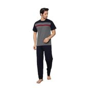 Huq Moda Moon Gri Bordo Pamuklu Pijama Takımı, 2XL, moon pijama, gri bordo, erkek