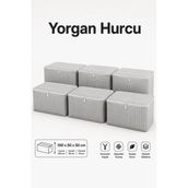 Hurç Seti Fermuarlı Yorgan Battaniye Kıyafet Saklama Hurcu Çizgili Baza Altı Dolap İçi Organizer 6'Lı