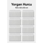 Hurç Seti Fermuarlı Yorgan Battaniye Kıyafet Saklama Hurcu Çizgili Baza Altı Dolap İçi Organizer 8'Li
