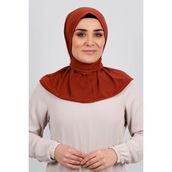 Hürrem Bone 2101-05 Kiremit Sandy Arkadan Çıtçıtlı Geçmeli Eşarp