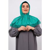 Hürrem Bone 2105-13 Mint Yeşili Viskon Çıtçıtlı Dantelli Geçmeli Eşarp