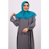 Hürrem Bone 2105-34 Mavi Viskon Çıtçıtlı Dantelli Geçmeli Eşarp