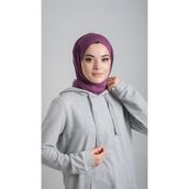 Hürrem Bone 2108_07 Mürdüm Viskon Kumaş Penye Şal Pratik Hazır Geçmeli Şal