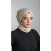 Hürrem Bone 2108_12 Bej Viskon Kumaş Penye Şal Pratik Hazır Geçmeli Şal