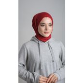 Hürrem Bone 2108_16 Bordo Viskon Kumaş Penye Şal Pratik Hazır Geçmeli Şal