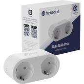 Hybrone Akım Korumalı İkili Wi-Fi Akıllı Priz, 16 Amper, Enerji İzleme, Çocuk Kilidi, Uygulama ile Uzaktan Kontrol - Beyaz - 1 Adet