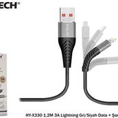 Hytech HY-X330 1.2 m 3A Lightning Gri-Siyah Data Kablosu