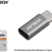 Hytech HY-XO30 Gümüş Metal Gövde MicroUSB 5pin F to Type C M Çevirici