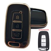 Hyundai Ix35 Santa Fe Sonata Elantra Uyumlu Smart Kumanda Kılıfı Oto Anahtarlık Siyah Gold