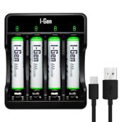 I-Gen G490 4'Lü Pil Şarj Aleti + 4 Adet Aaa 900 Mah İnce Şarjlı Kalem Pilli Set 1.2V Ni-Mh