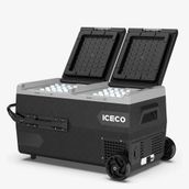 Iceco K75D 12/24 V 75 lt Akülü Kablolu Çift Bölmeli Kompresörlü Tekerlekli Outdoor Dondurucu Oto Buzdolabı
